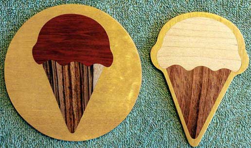 Wood Inlaid Ice Cream Cone Coaster