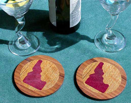 Wood Inlaid Idaho Coaster