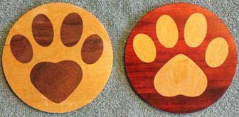 Wood Inlaid Dog Paw Coaster