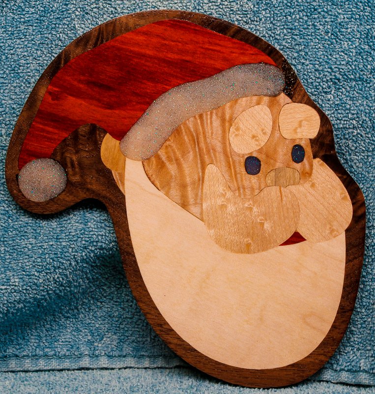 Image of the Santa inlay built on Walnut