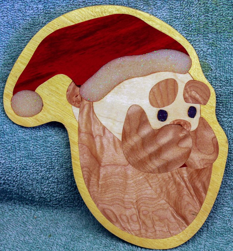 Image of Santa cut on Yellow Heart