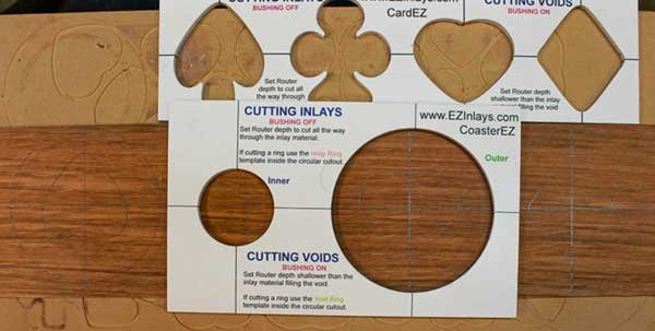 Four coasters made with Cards Inlays